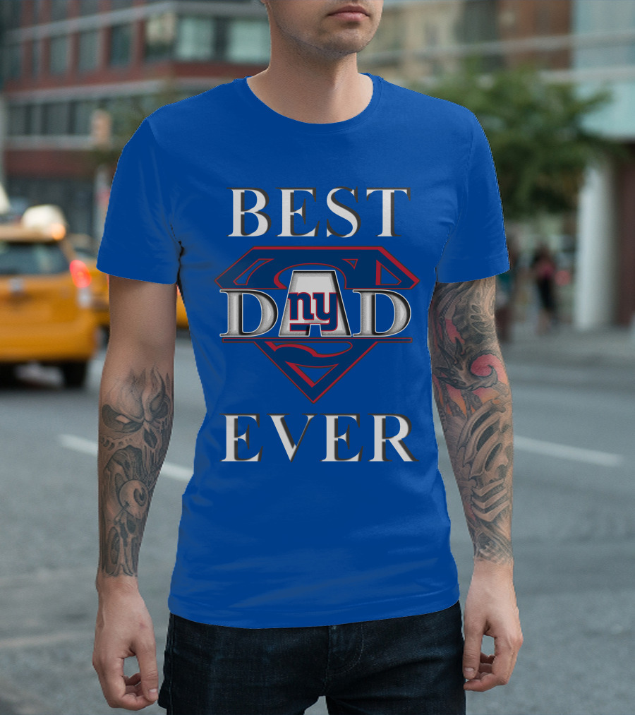 Giants Best Dad Ever Super Dad NY Football Fan T-Shirt