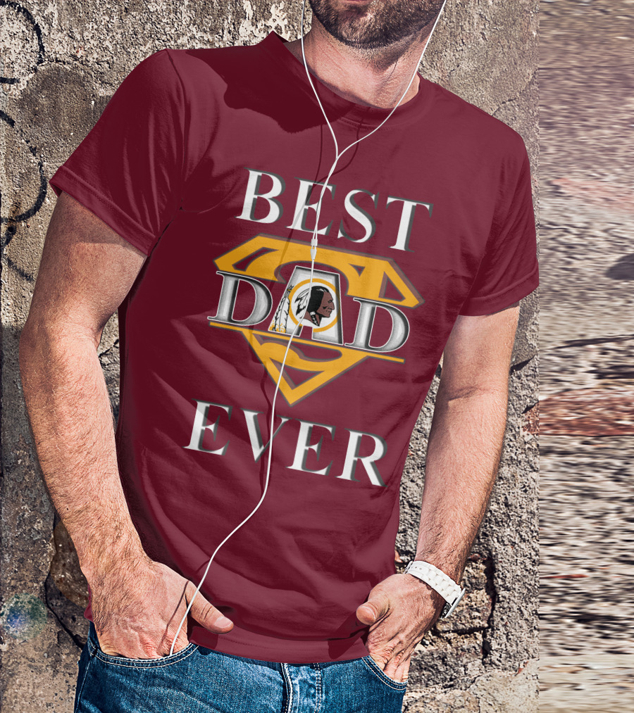 Best Dad Ever Redskins Logo Superman Symbol T-Shirt