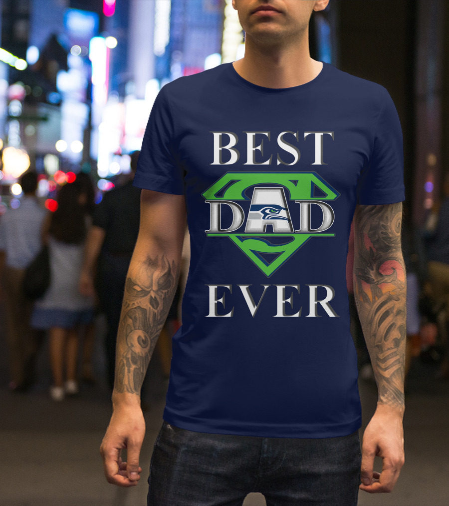 Seahawks Best Dad Ever Superhero T-Shirt