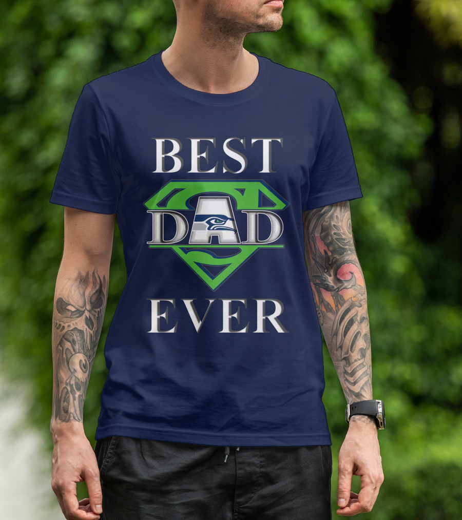 Seahawks Best Dad Ever Superhero T-Shirt