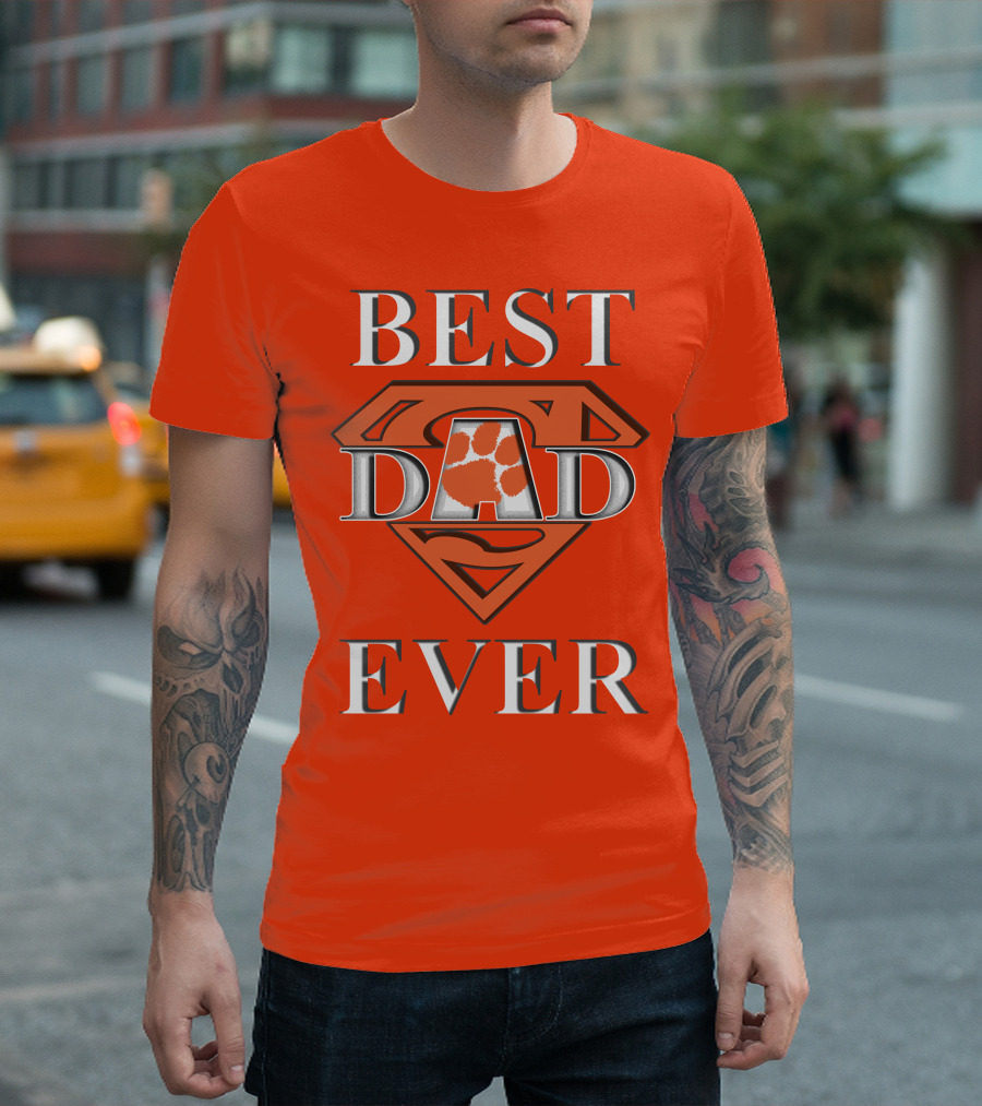 Best Dad Ever Clemson Tiger Paw Superman T-Shirt