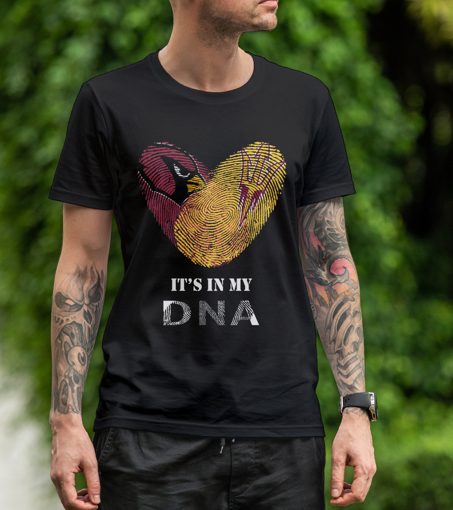 Cardinals Arizona State Sun Devils It's In My DNA Fingerprint Heart T-Shirt