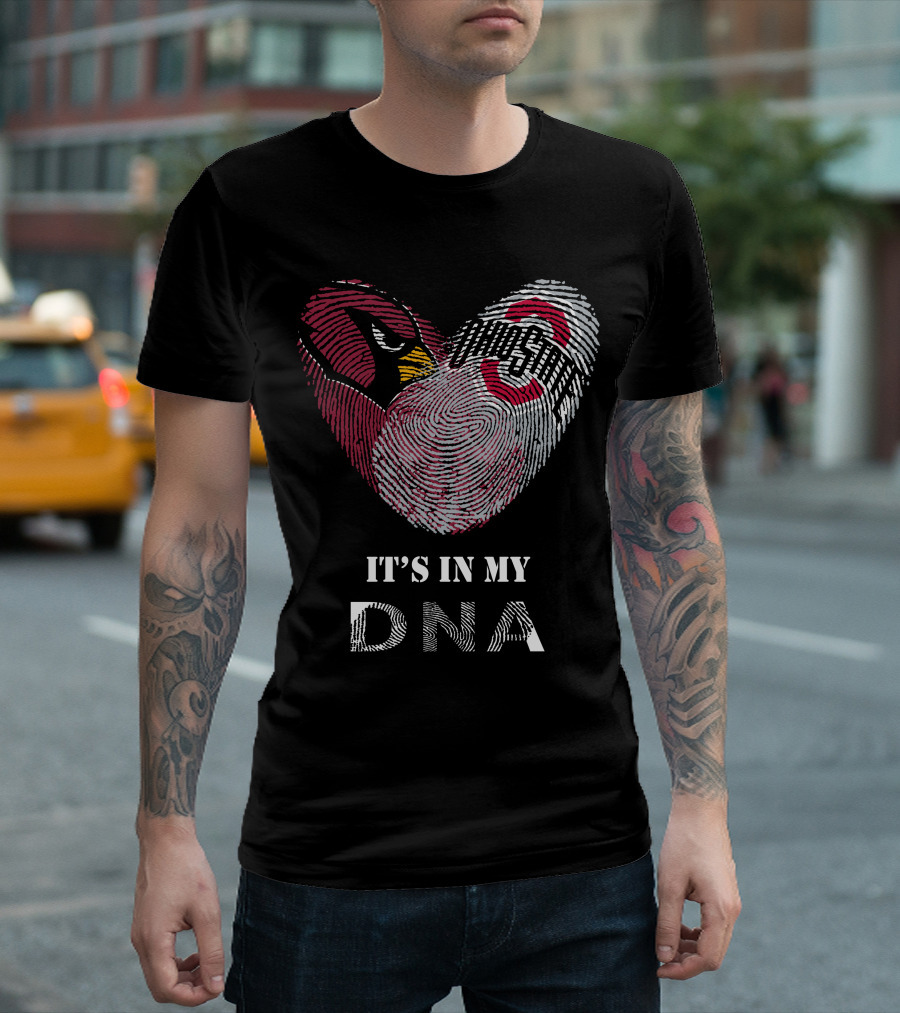 Cardinals Ohio State Buckeyes It's In My Dna Heart Fingerprint T-Shirt