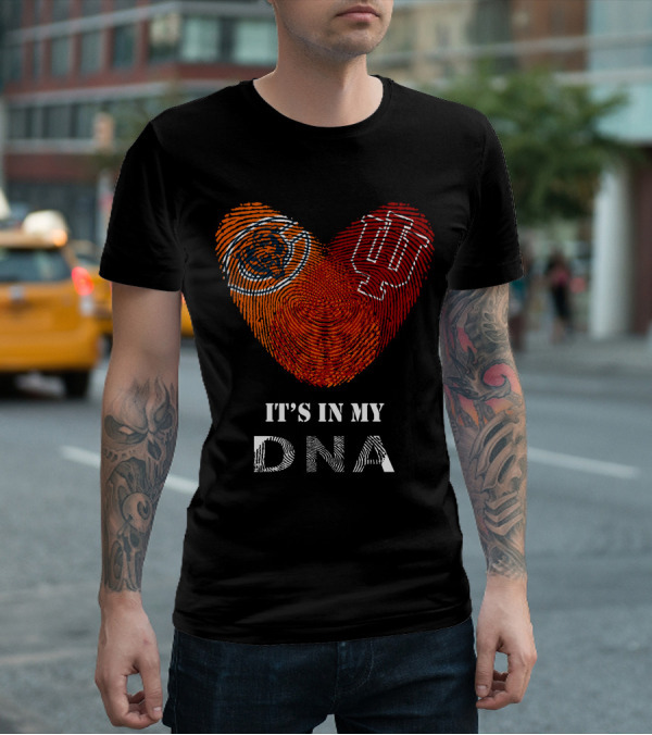 It's In My DNA Bears Hoosiers Heart Fingerprint T-Shirt