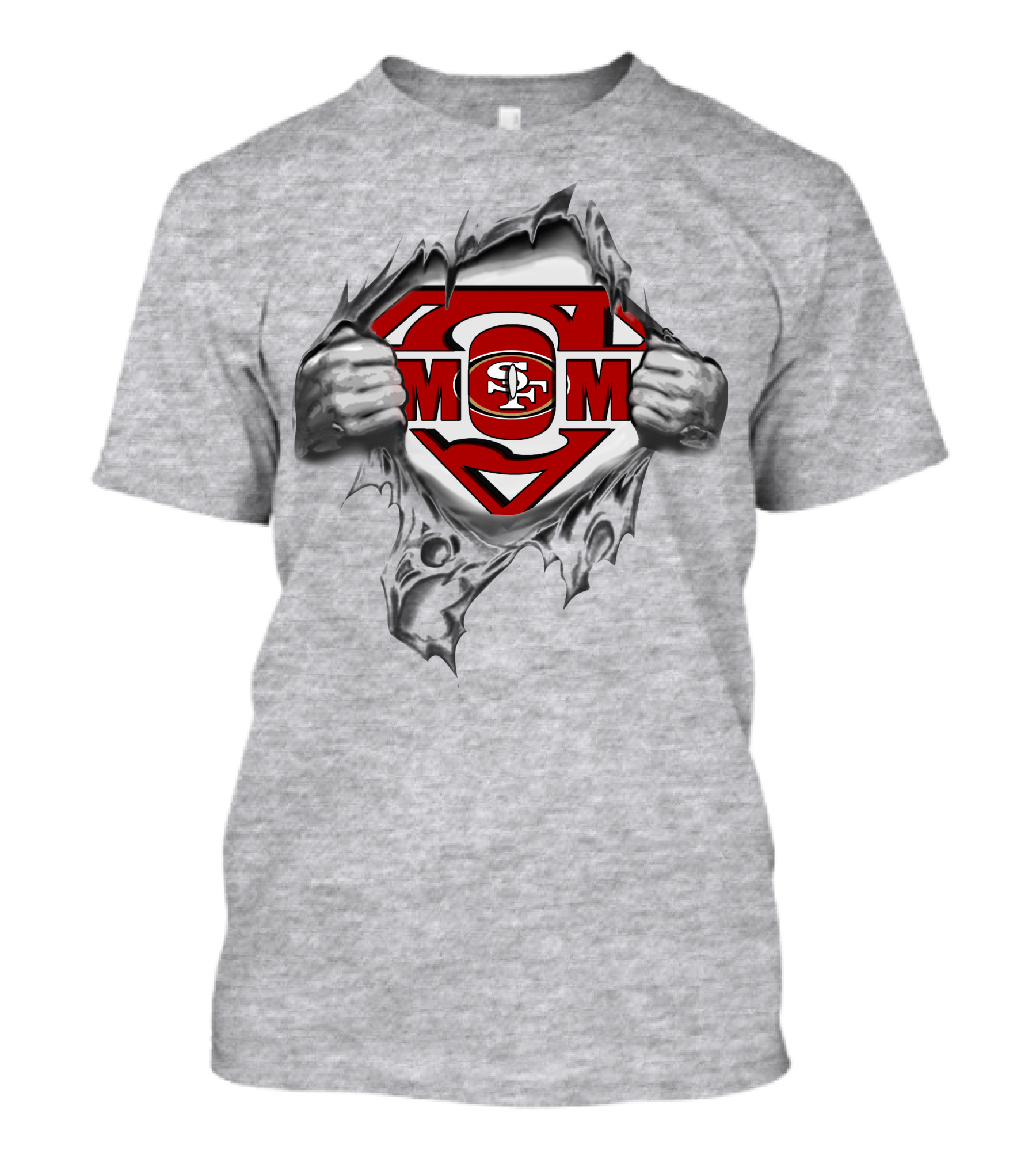 49ers Super Mom Emblem With Strength And Heroic Theme Elements T-Shirt