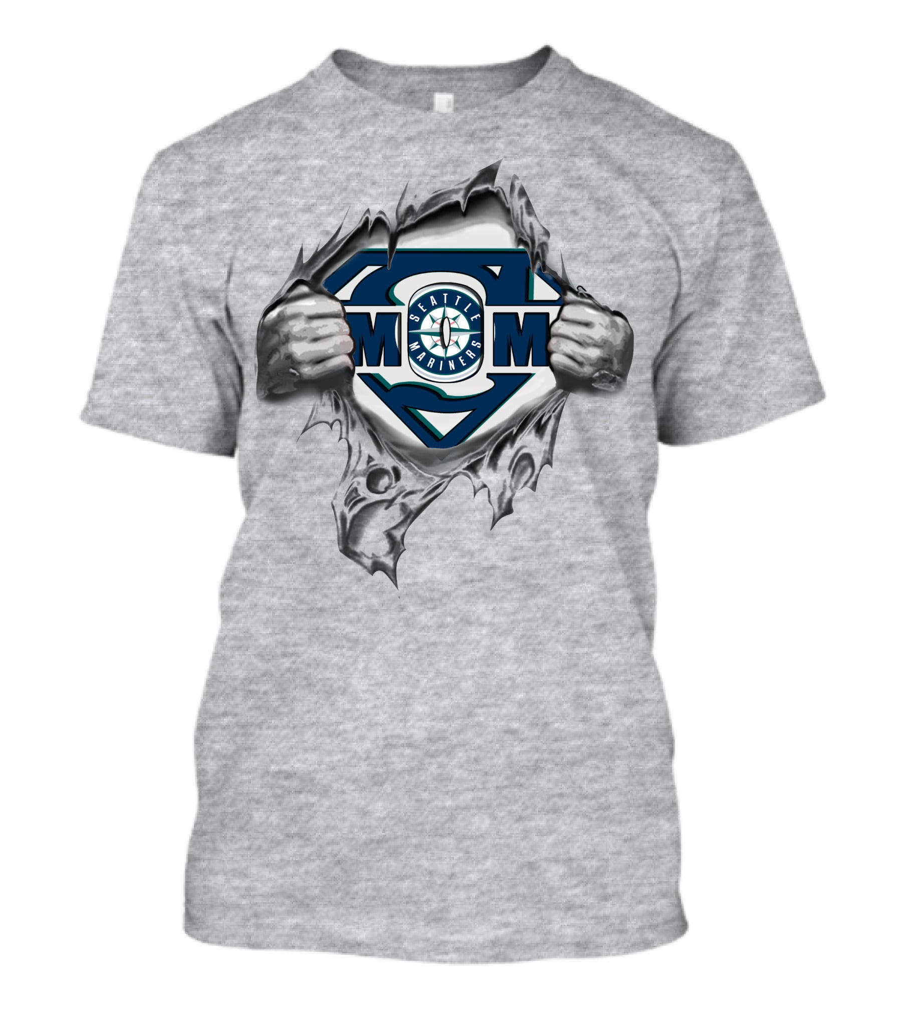 Seattle Mariners Super Fan Emblem With Tearing Effect T-Shirt