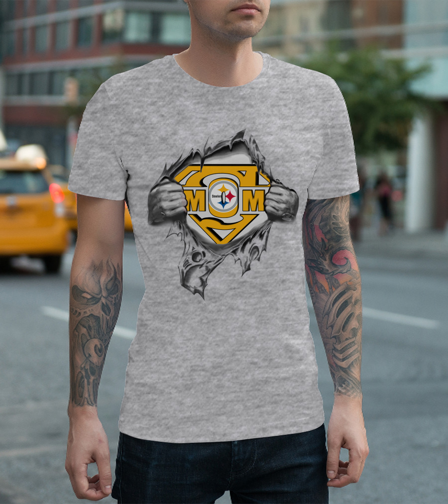 Steelers Super Mom Logo Ripped T-Shirt
