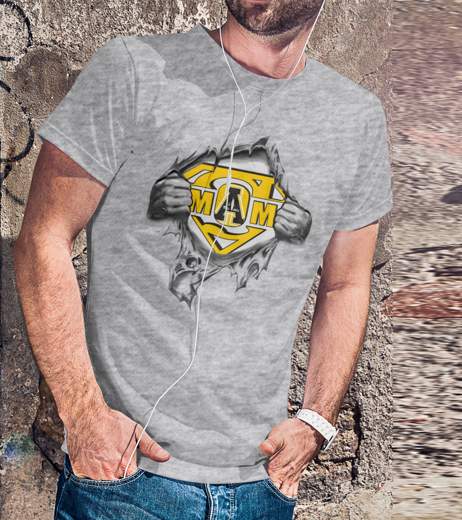 Appalachian State Mom Superhero Logo Torn Fabric T-Shirt