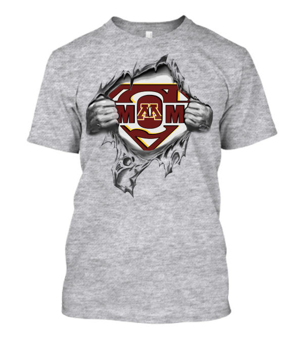 Minnesota Golden Gophers Super M Logo Rip With Superman Symbol T-Shirt