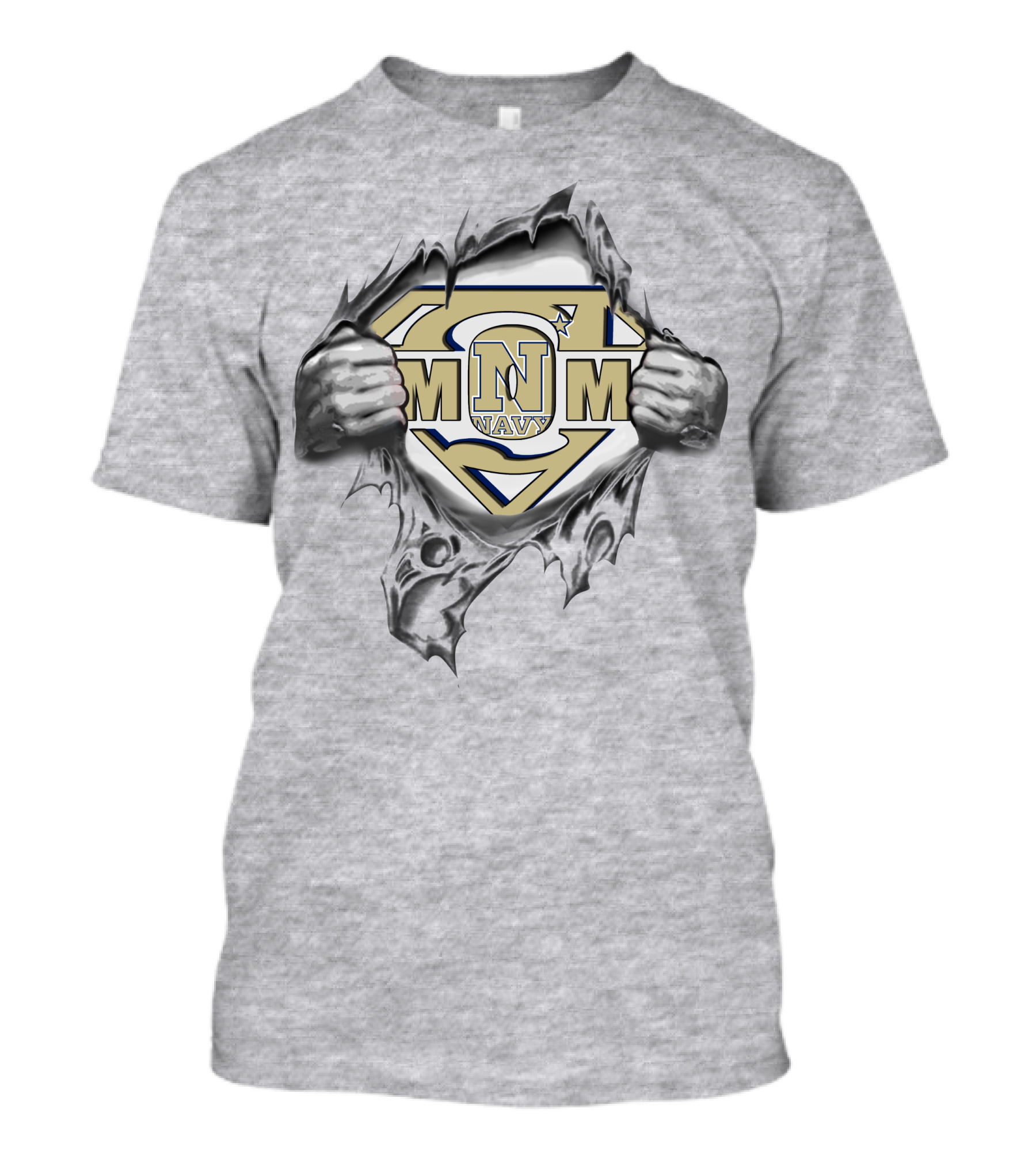 Navy Midshipmen Super N Logo M Symbol Silver Hands T-Shirt
