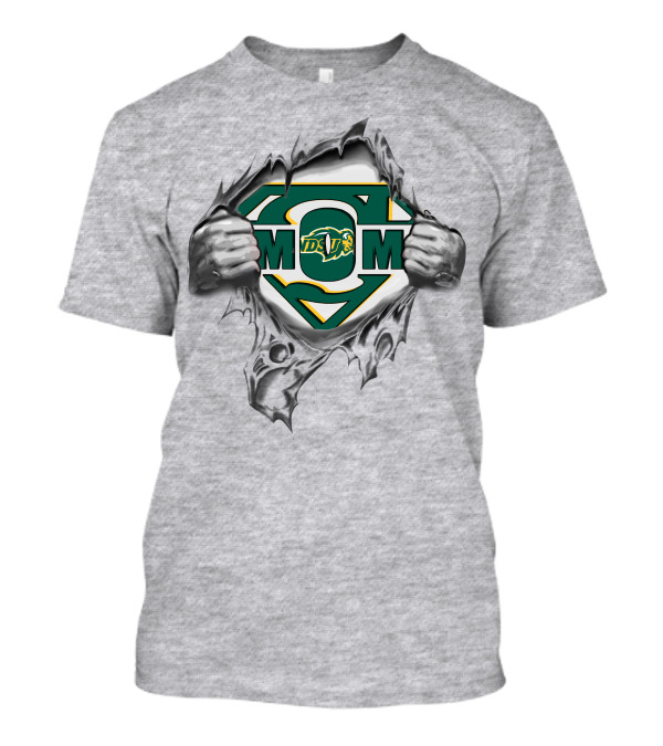 North Dakota State Bison Super Mom Logo With Green Yellow Symbol And Hands T-Shirt