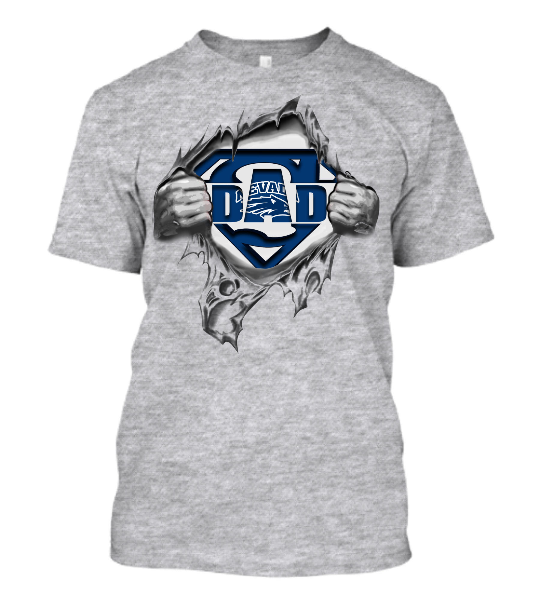 Nevada Wolfpack Super Dad Logo With Hands Tearing Through Steel T-Shirt