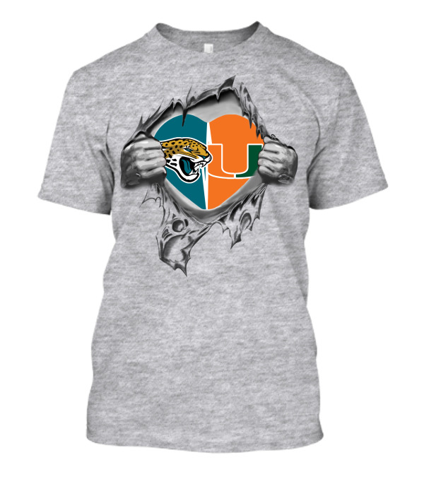 Jaguars Miami Hurricanes Heart Fan Pride T-Shirt