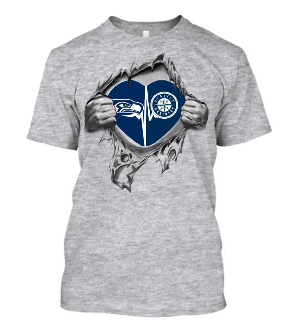 Seahawks Mariners Heart Logo Unveiling Passion T-Shirt