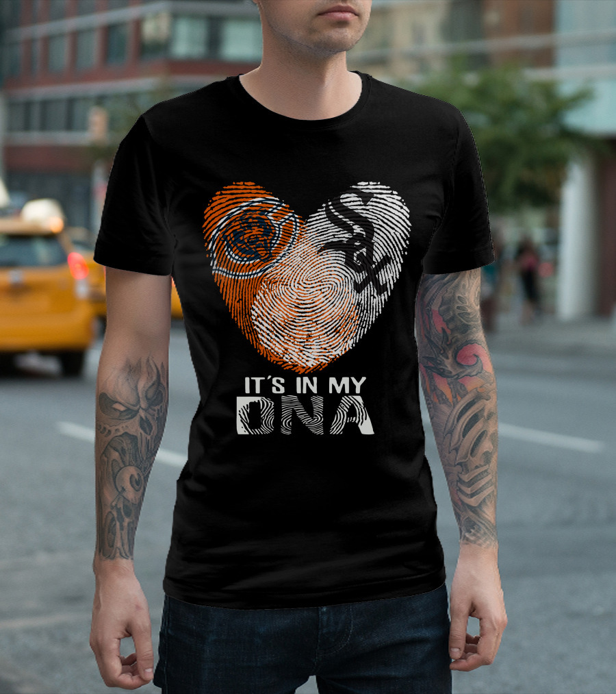 Bears White Sox It's In My Dna Fingerprint Heart T-Shirt