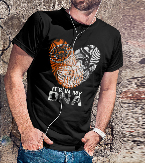 Bears White Sox It's In My Dna Fingerprint Heart T-Shirt