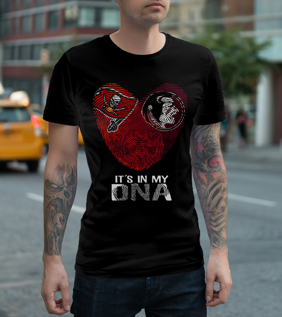 Buccaneers Seminoles It's In My DNA Fingerprint Heart T-Shirt