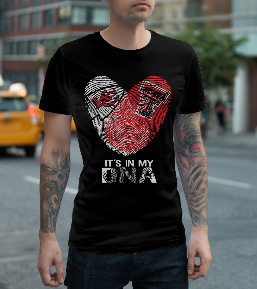 Chiefs Texas Tech It's In My DNA Heart Fingerprint T-Shirt