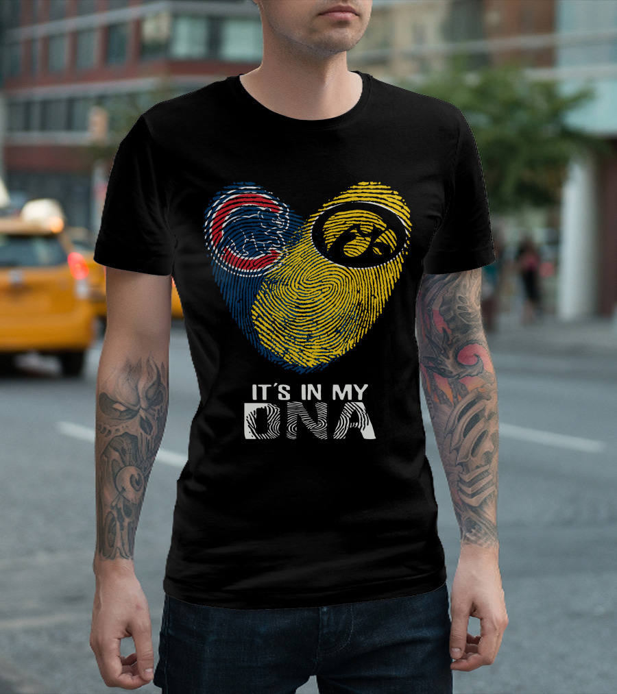 Cubs Iowa It's In My DNA Fingerprint with Chicago and Hawkeyes T-Shirt