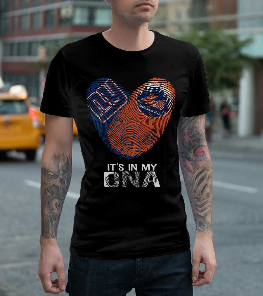 Giants Mets Fingerprint Heart It's In My Dna T-Shirt