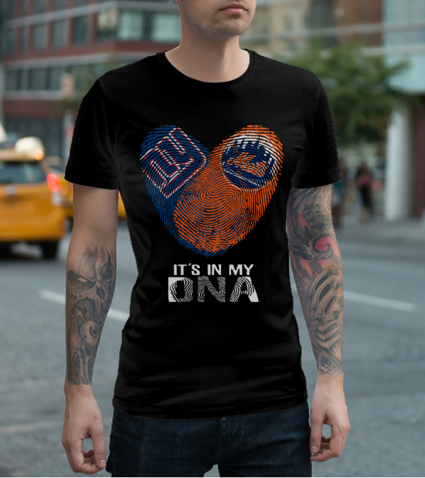 Giants Mets Fingerprint Heart It's In My Dna T-Shirt