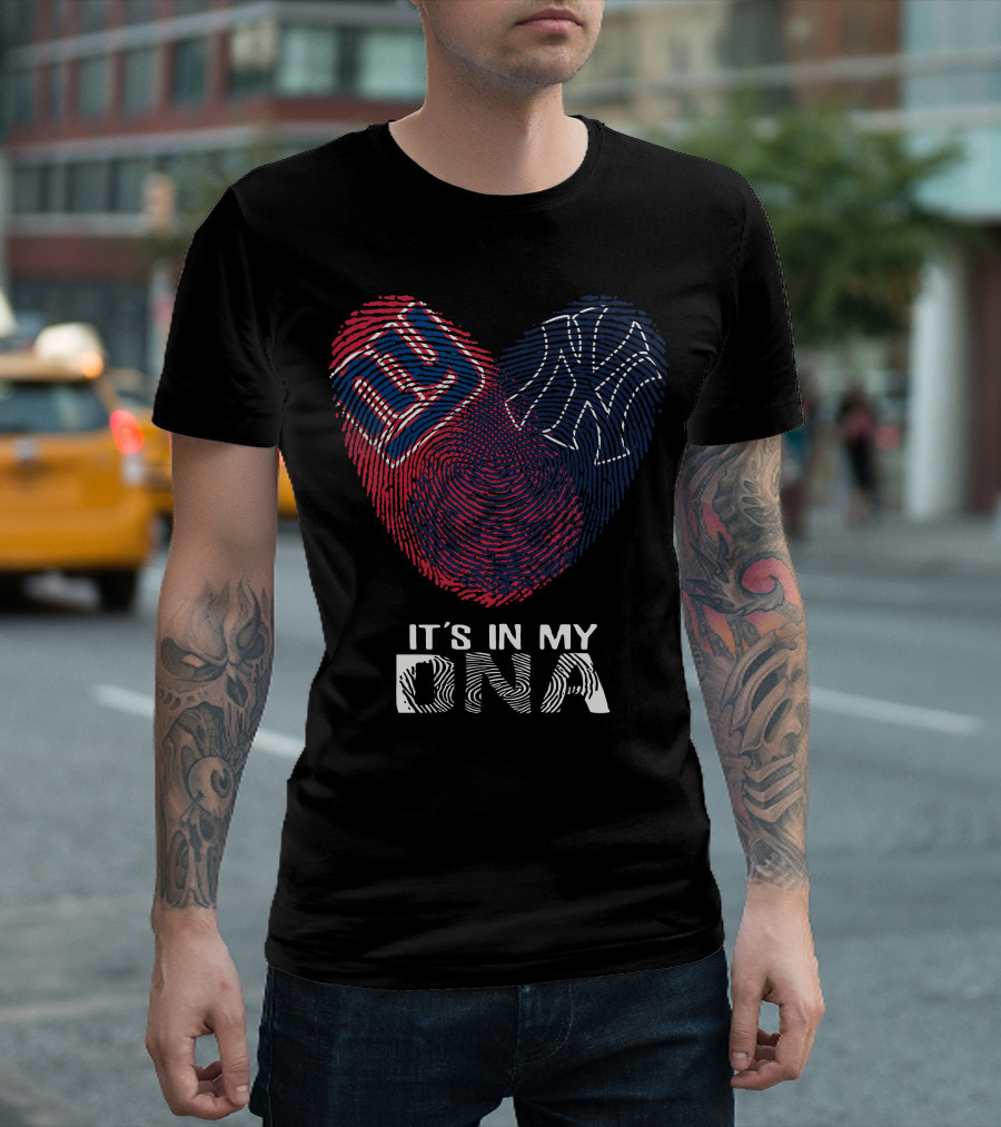 Giants Yankees It's In My DNA Fingerprint Heart T-Shirt