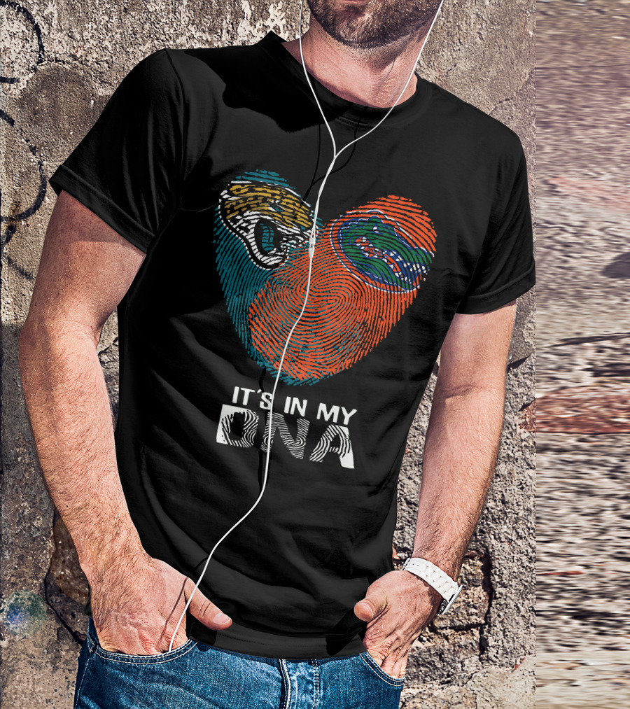 Jaguars Gators It's In My DNA Fingerprint Heart T-Shirt