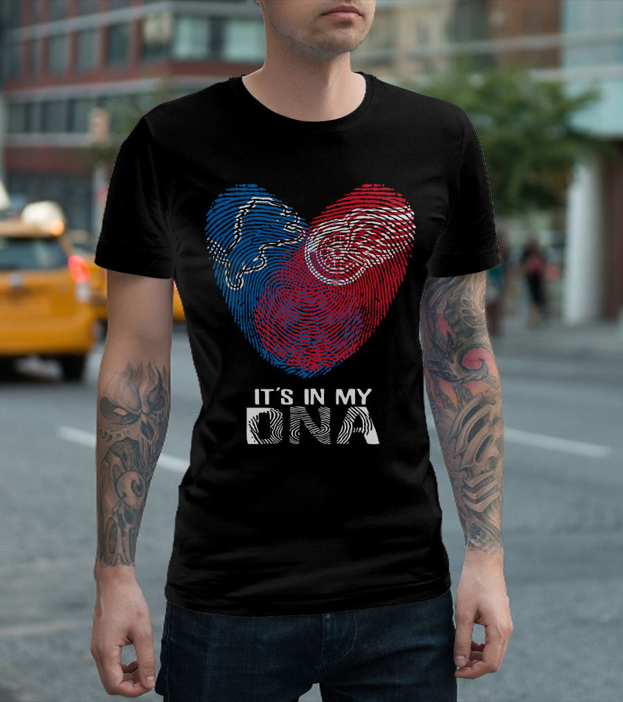 Lions Red Wings Heart It's In My DNA T-Shirt