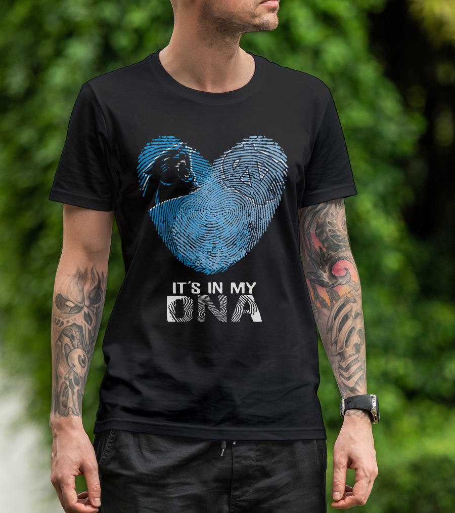 Panthers Tar Heels It's In My Dna Fingerprint Heart T-Shirt
