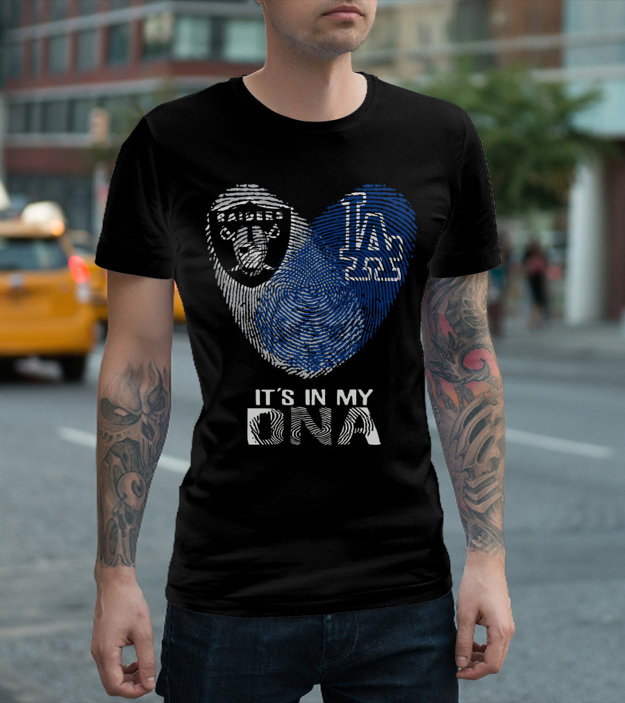 Raiders Dodgers Fingerprint It's In My DNA T-Shirt