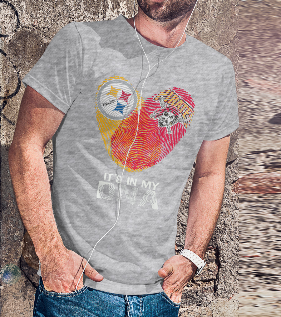 Steelers Pirates It's In My Dna Fingerprint Heart T-Shirt