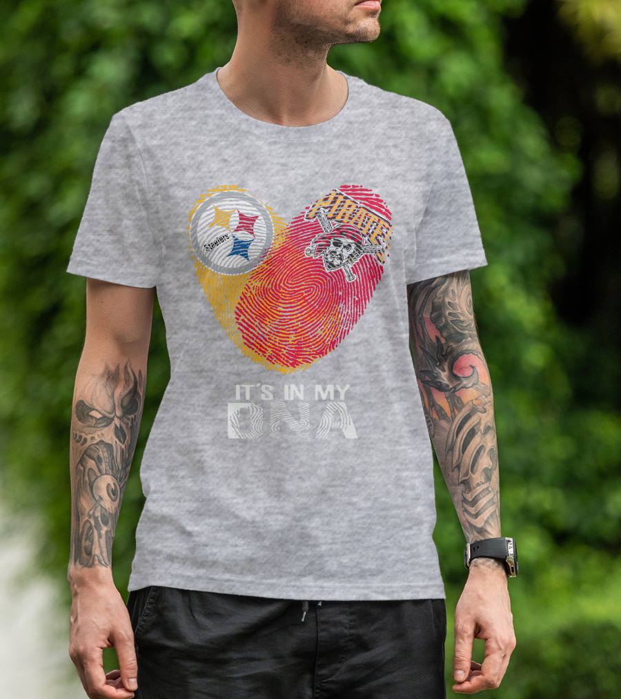 Steelers Pirates It's In My Dna Fingerprint Heart T-Shirt