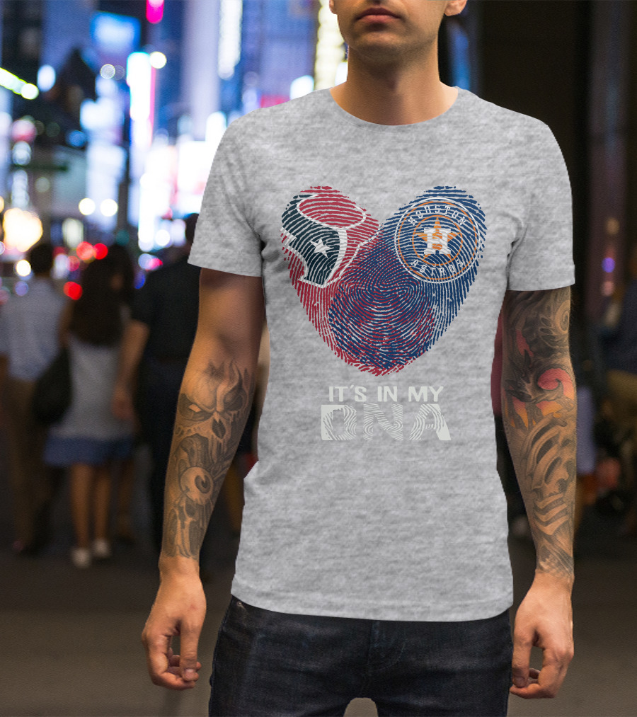 Texans Astros It's In My DNA Fingerprint Heart T-Shirt