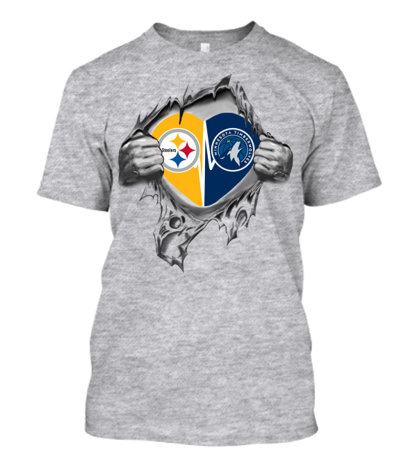 Steelers Timberwolves Heart Logo Rip T-Shirt