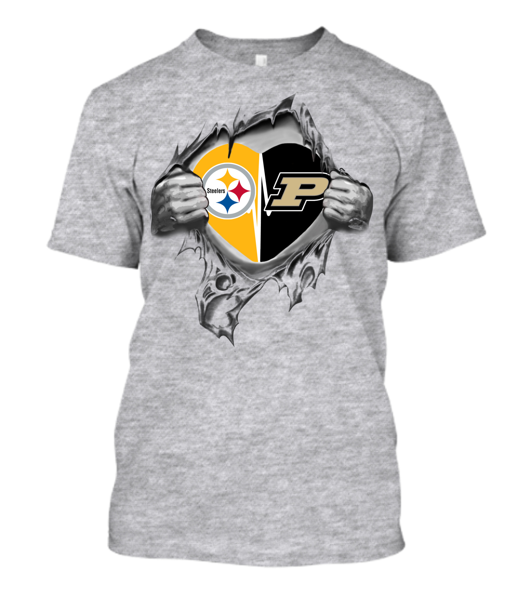 Steelers Purdue Heart Logo Ripped T-Shirt