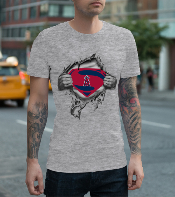 Angels Superman Style Emblem With S Shield Tear T-Shirt