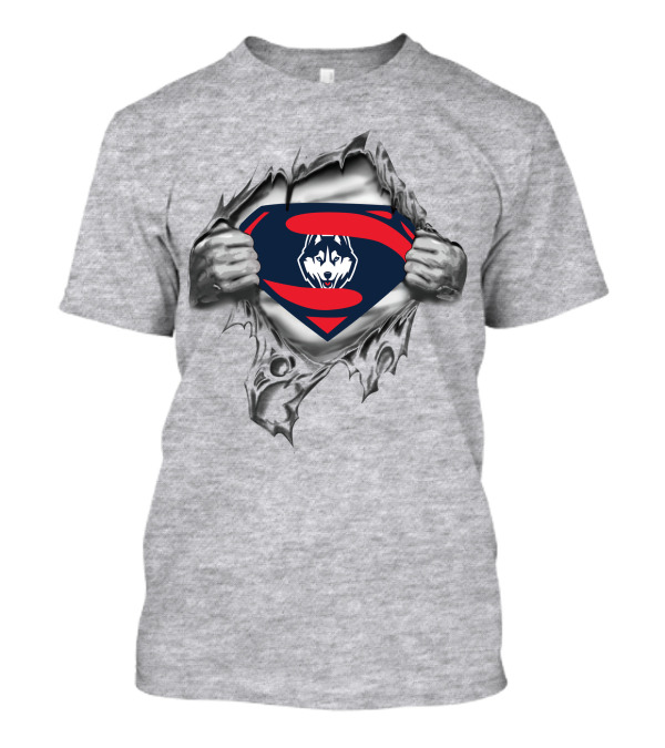Connecticut Huskies Superman Emblem Rip Duotone T-Shirt
