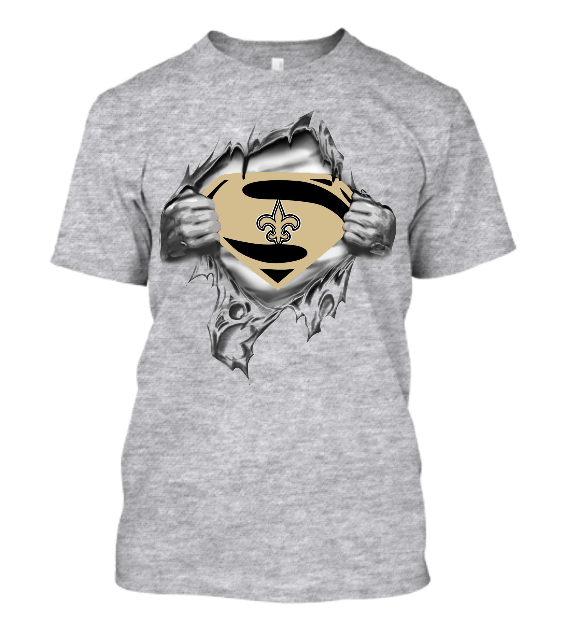 Saints Fleur-de-Lis Superman Logo Ripped Chest T-Shirt