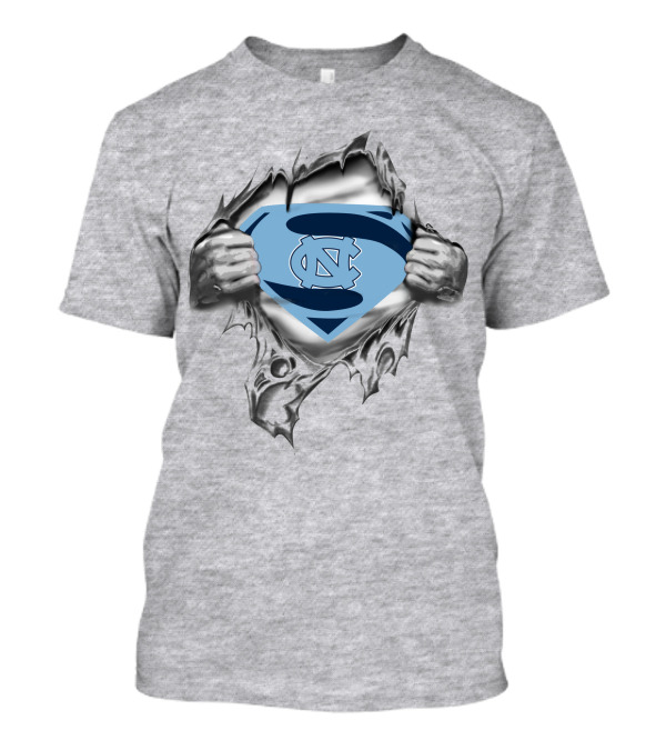 Tar Heels Superman Logo Ripping Through NC Emblem T-Shirt