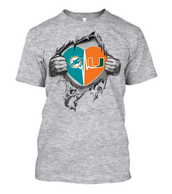 Dolphins Hurricanes Heartbeat Loyalty Miami Football Passion T-Shirt