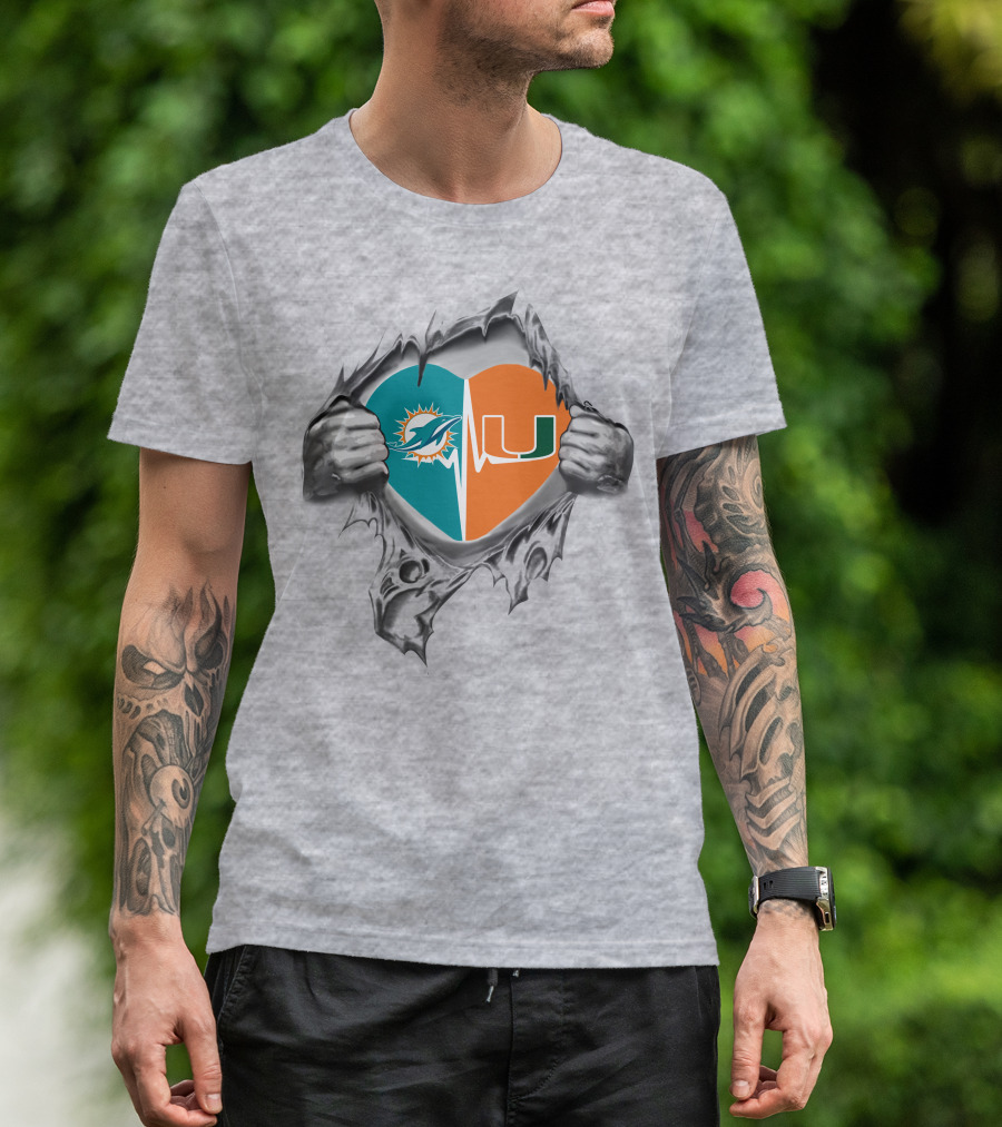 Dolphins Hurricanes Heartbeat Loyalty Miami Football Passion T-Shirt