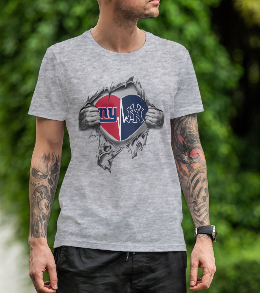 Giants Yankees Heartbeat Symbol My Heart T-Shirt
