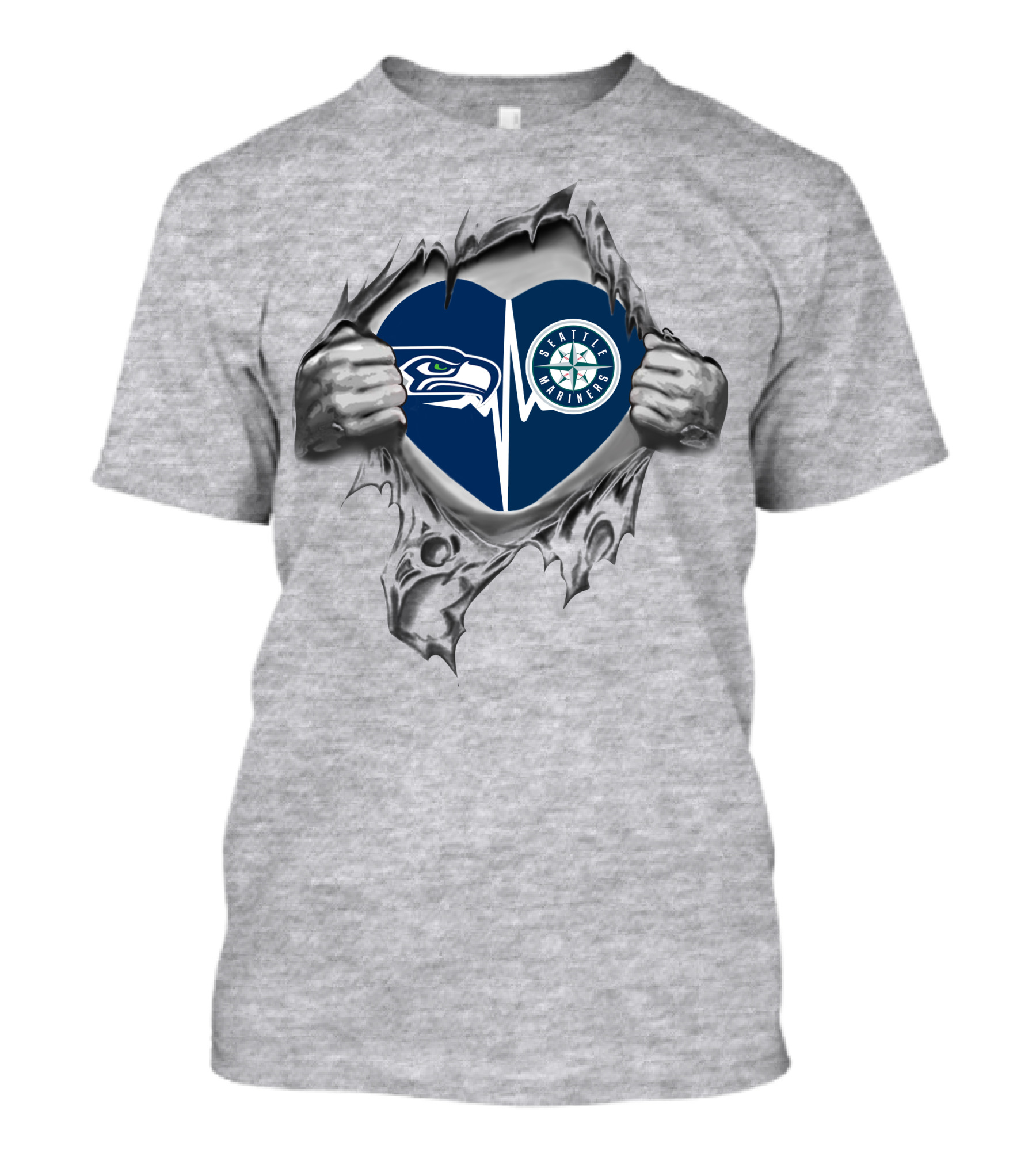 Seahawks Mariners Torn Heart T-Shirt