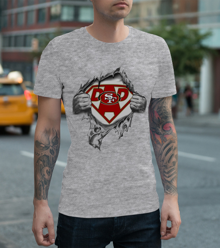 49ers Super Dad Breaking Through Superhero Logo Sf T-Shirt