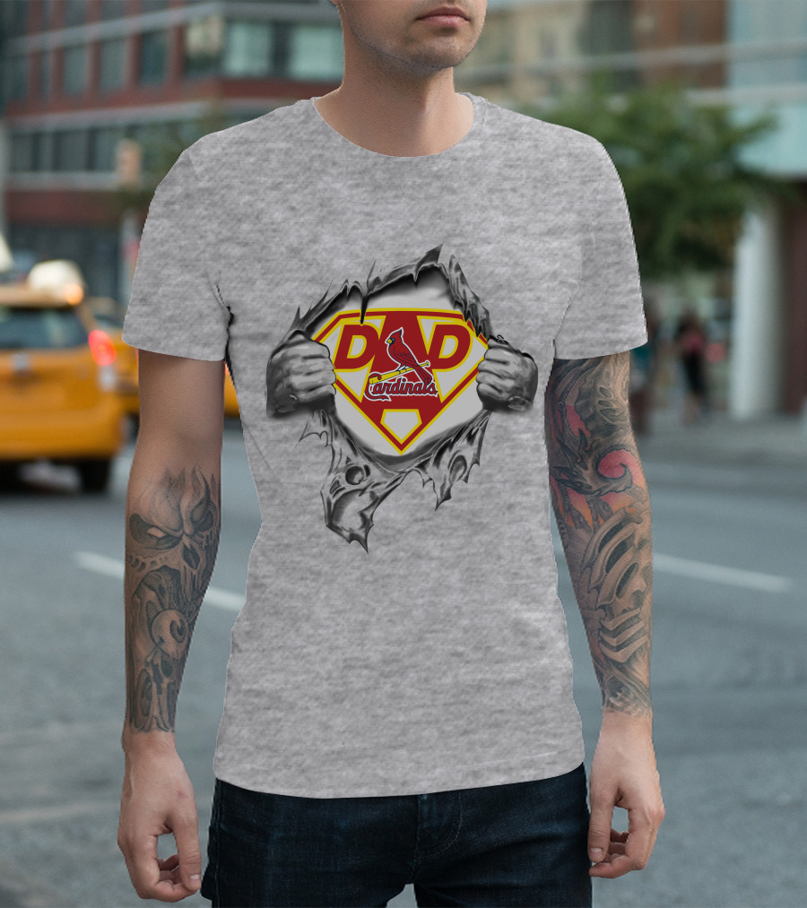 St Louis Cardinals Dad Superhero Logo Burst T-Shirt