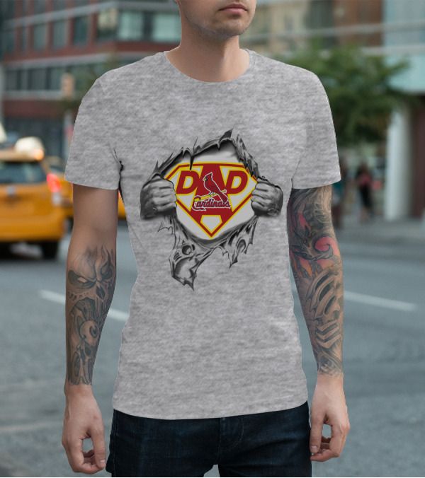 St Louis Cardinals Dad Superhero Logo Burst T-Shirt