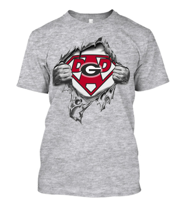 Georgia Bulldogs Super Dad Dgd Logo Superman Style T-Shirt
