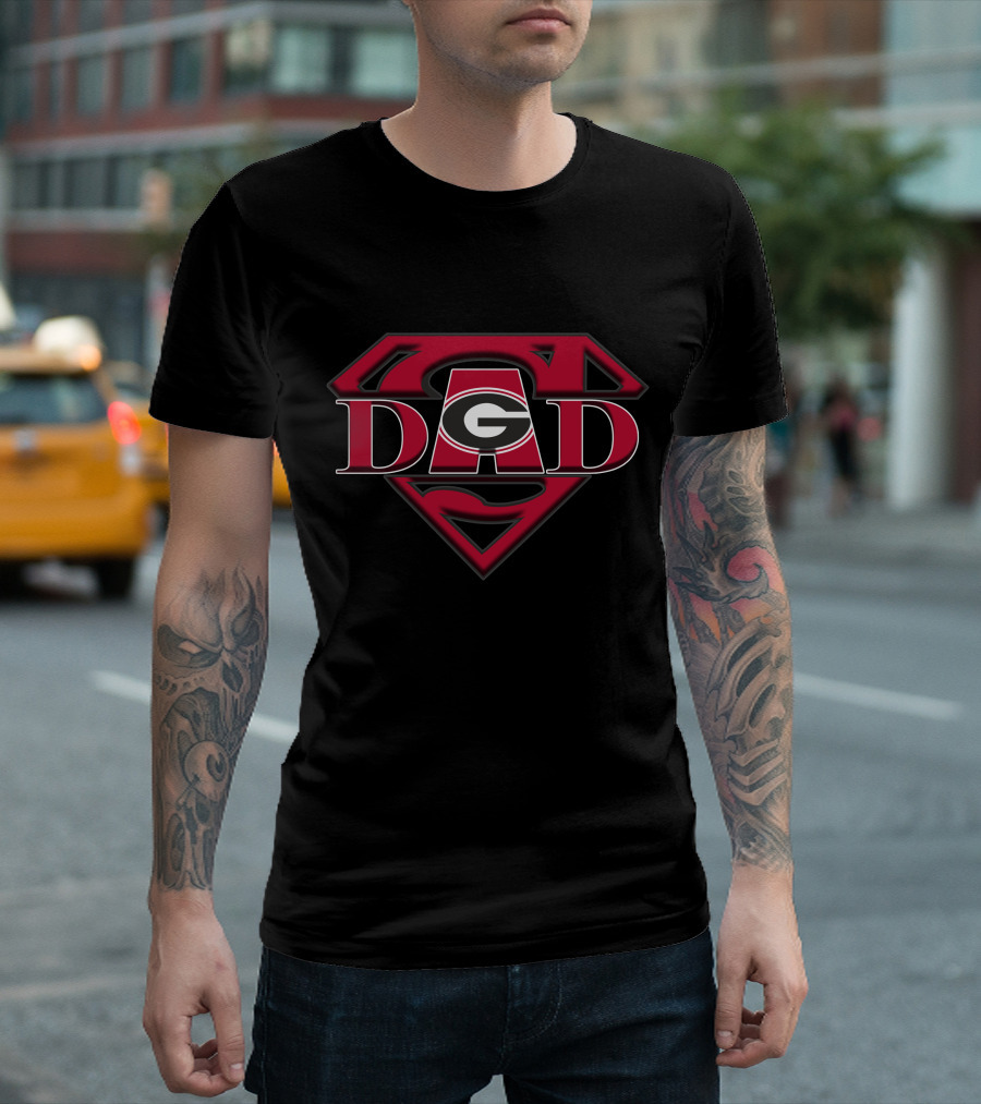 Georgia Bulldogs Super Dad Logo Superman Shield T-Shirt