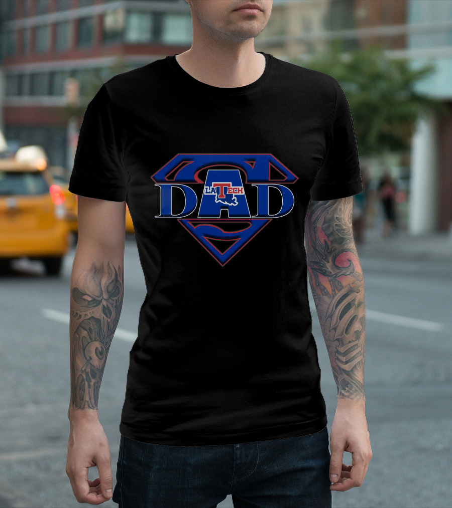 Louisiana Tech Super Dad Logo Fusion With Superman Shield T-Shirt