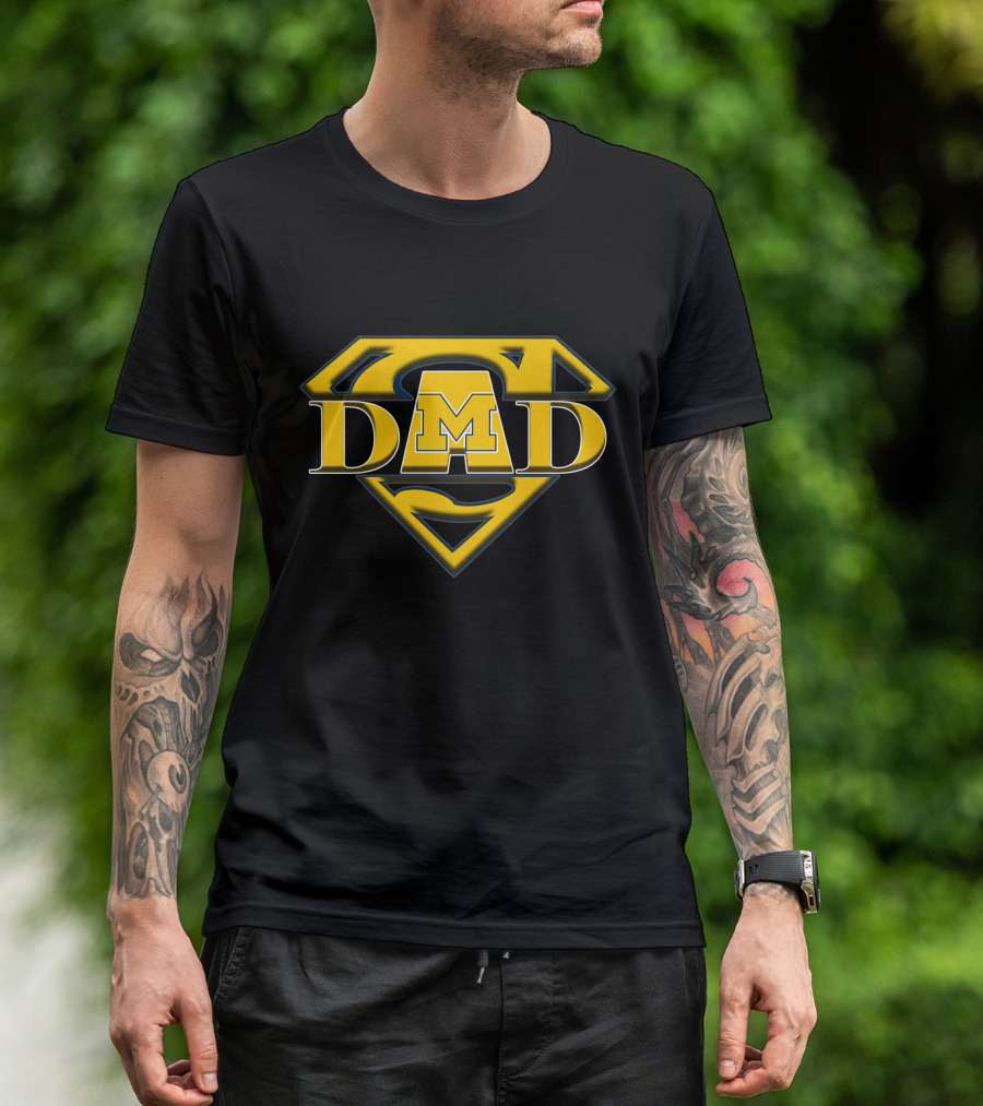Michigan Wolverines Super Dad Emblem With M T-Shirt